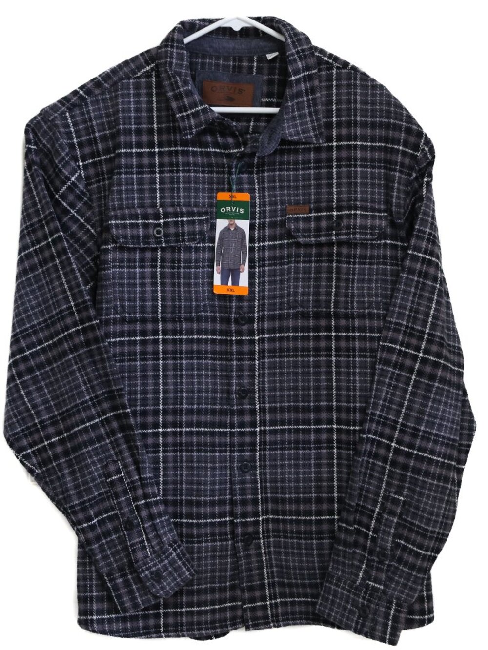 NWT! Orvis Men's Heavy Weight Flannel Shirt Jacket Size 2XL Black Gray Plaid NEW